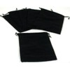 6 Pouches Black Velvet Drawstring Jewelry Bags 5"