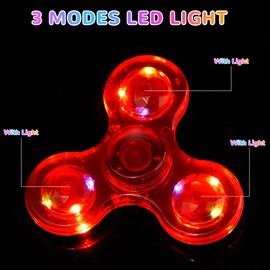 WELLVO 1Pcs LED Fidget Spinner for Kids Adults, Light Up Sensory Fidget Toys for Kids 4-8 8-12 Anxiety Stress Relief, Classroom Prizes Glow in The Dark Hand Spinner Boys Girls Birthday Gifts