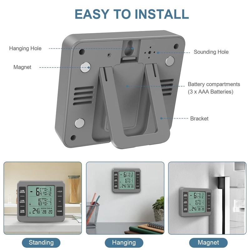 Ankilo Fridge Thermometer, Upgrade Digital Thermometer with 2 Sensors, Freezer