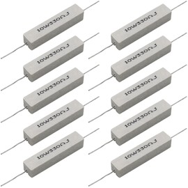 Cement Resistor,10 PCS 10w 330 ohm 5% Axial Lead Wire Resistor White Wound Fixed Ceramic Cement Resistors Wirewound Cement Power Resistors Flame Heat Moisture Resistance Precharge Horizontal Resistors