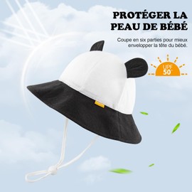 SEYUFN Baby Sun Hat Girls UV Protection 50 Hat Children Boys Summer Bear Ear Hat Toddler Unisex Adjustable Ties Fishing Hat, panda