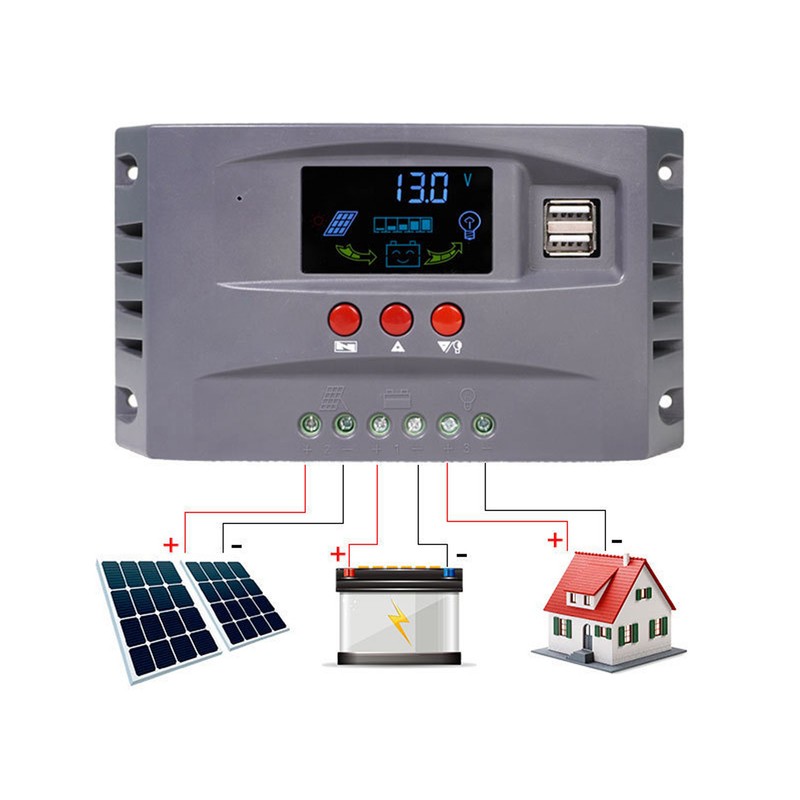 Solar Charge Controller with Light LCD MPPT Overcurrent Protection Solar