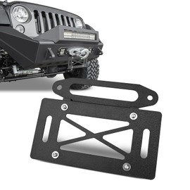 PRYNTO Hawse Fairlead License Plate Mount, 10 Inch Winch Mounting Bracket, Black Aluminum