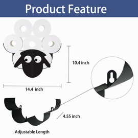 Funny Sheep Toilet Tissue Holder,Animal Paper Holders,Decorative Metal Papers Holder,Funny Toilet Animal Storage for Bathrooms,Bathroom Paper Organizer for Extra 8 Rolls Wall Mounted Art Decor