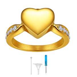 Richsteel Memorial Ring for Men and Women Stainless Steel Cremation Jewellery Heart Finger Ring Claddagh Ring in Size 51.9-64.6 Cremation Ring for Ashes, Stainless Steel