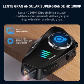 BOBOJIIIER Auriculares Bluetooth para Motocicleta con Cámara 1080P HD, Bluetooth Intercom Radio 1000M, 50 Horas de duración de la Llamada, Tarjeta de Memoria de 32 GB, Impermeabilización