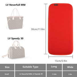 Beautyflier Handbag Base Shaper Compatible with LV Neverfull MM Speedy 30, Purse Organizer Insert for Handbags & Tote Felt Bag, 11.8 * 5.9 Inch (Small Red)