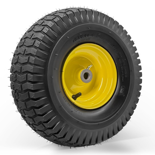 Felixstory 15x6.00-6 Lawn Mower Tire and wheel,15x6-6 Tubeless Riding Mowers