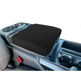 Car Console Covers Plus Hand Made in USA Designed for Ford F150 2021-2025 Select Models w/Computer Work Surface Bucket Seats ONLY Neoprene Auto Armrest Center Console Cover Protector Black