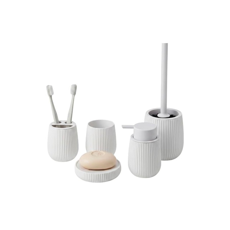 Set de Accesorios para Baño 5 Piezas Texturizado Vertical, Juego