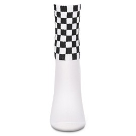 MeMoi Women's Athletic Checkered Cotton Blend Crew Sock White 9-11