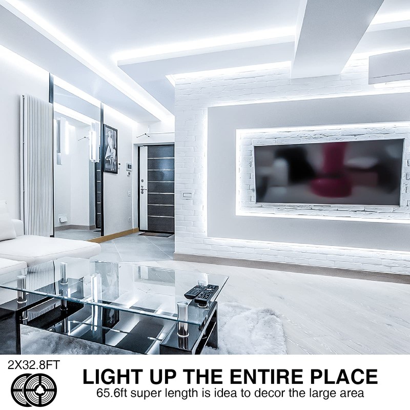 Onforu LED Strip Lighting Bright White, 65.6ft 6000K Dimmable Daylight