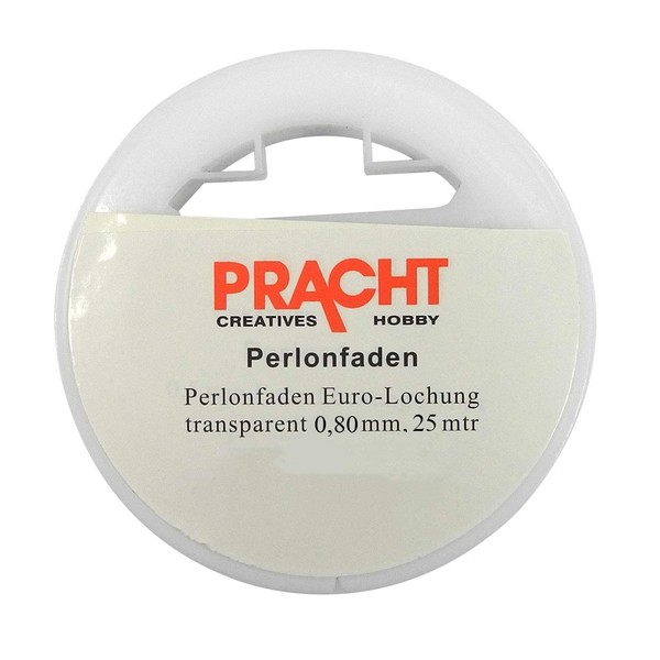 Pracht Creatives Hobby 2998-8000 Perlon Thread, Transparent, 0.8 mm x 25 m, Load Capacity 10.0 kg, on a spool, ideal for jewellery making, mobile and decoration