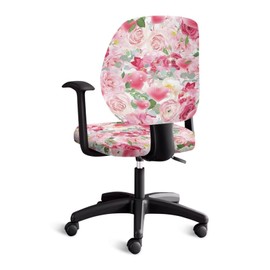 Talayituse Rose Heart Print Office Chair Cover Stretchable Computer Desk Chair Seat Covers 2 Piece Waterproof Swivel Chair Protective Slipcover