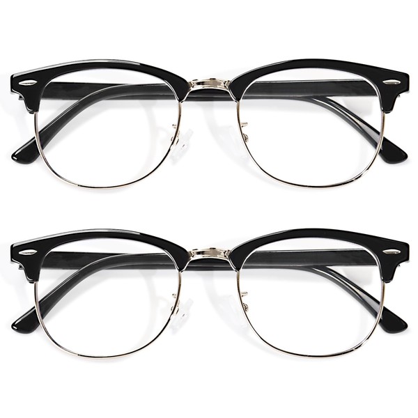 OPTOFENDY Reading Glasses for Women Men, Half Frame Retro Semi