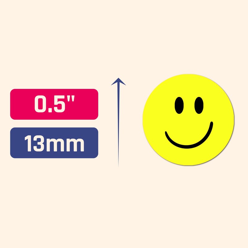 2000 Pack - 0.5" Smiling Happy Smile Face Stickers, Yellow