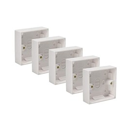 Axiom Surface Mounted Back Box Pattress Single 1 Gang 25mm Deep Electrical Socket, White (5)