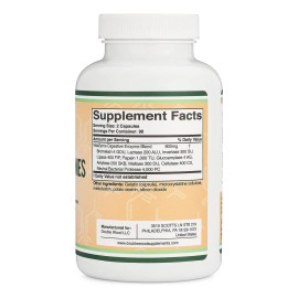 Double Wood Enzimas Digestivas 800mg Apoyo Digestión 180caps Sin Sabor