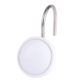 Twofishes White Color Rounds Ceramic Resin Shower Curtain Hook, White Decorative Rust Proof Resin Shower Curtain Rings Pack of 12