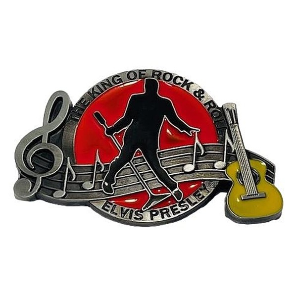 TCB Creations Elvis King Of Rock Metal Enamel Belt Buckle