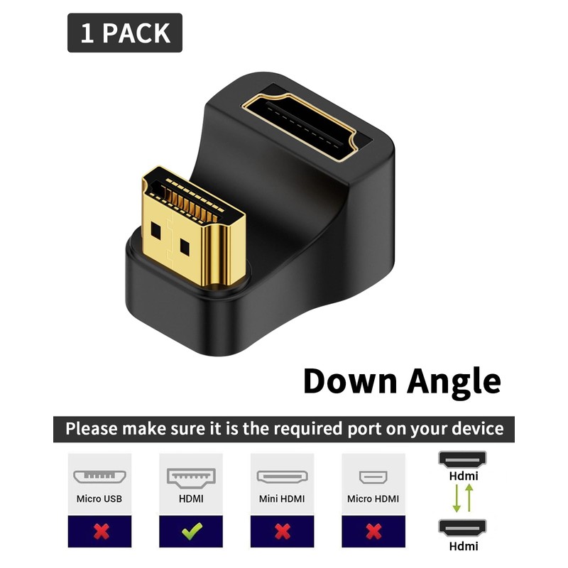 Poyiccot 8K HDMI Converter Adapter HDMI U Shape Adapter, Downward