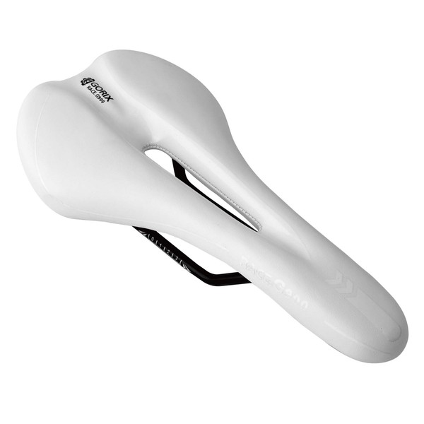 GORIX Bike Saddle Seat Racing Model Comfortable Cushion with Rail Mountain Road Bicycle for Men and Women (3621A) (All White)