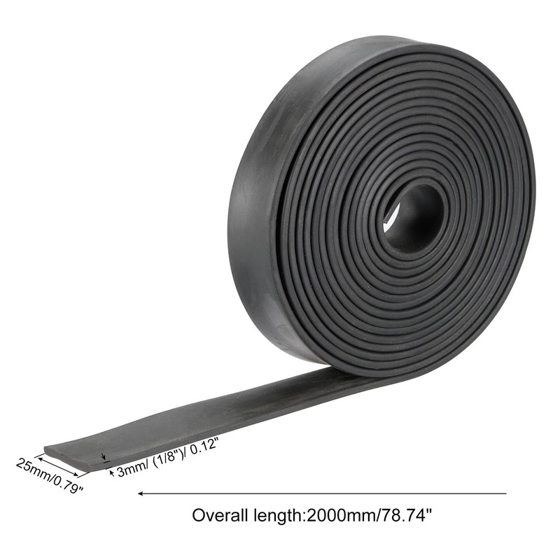sourcing map Neoprene Rubber Sheet Rolls 3mm(T) x25mm(W) x2m(L), Solid