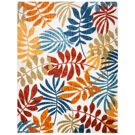SAFAVIEH Cabana Collection Area Rug - 9' x 12', Creme & Red, Botanical Design, Non-Shedding & Easy Care, Indoor/Outdoor & Washable-Ideal for Patio, Backyard, Mudroom (CBN814A)