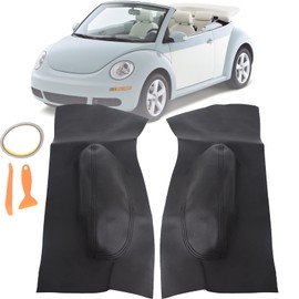 SEBLAFF 1Pair Black Door Panel Synthetic Leather Insert Cards Cover Replacement for Beetle 1998-2010