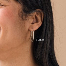 YL 30mm Hoop Earrings 925 Sterling Silver Polished Circle Endless Earrings Hoops Diameter Jewelry