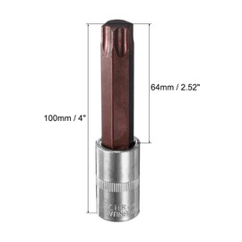 sourcing map 1/2" Drive x T70 Torx Bit Socket, S2 Steel Bits CR-V Sockets 4" Length Use with Ratchet Wrench, Slide Bar, Extension Rod
