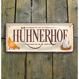 schilderkreis24 Tin Sign 28 x 12 cm - Funny Sayings - Robust Metal Wall Decoration for Home, Office & Shop (Chicken Yard)