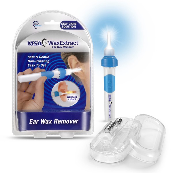 Wax Extract Ear Wax Remover w/ 2 Flexible Tips, LED Light, & Cleaning Brush | Safe, Effective Ear Wax Vibration & Vacuum to Gently Remove Wax Buildup | Premium Ear Suction Vacuum for Adults & Kids