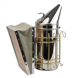 Stainless Steel Bee Hive Smoker with Heat Shield – Professional Beekeeping Tool for Beekeepers, Durable Design, Teaspoon Handle, and Efficient Smoke Dispersion for Hive Management