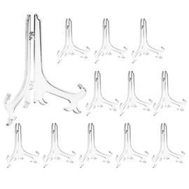 Plastic Plate Stand, Plate Stand, Photo Stand, Book Stand, Transparent, No. 3 (Set of 12)
