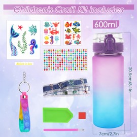 TNEDFOD DIY Water Bottle Kits, Water Bottle Mermaid Toy, Mermaid Gifts for Girls 5-6-7-8-9 Years Gift Ideas Diamond Painting Children's Birthday Gift Idea