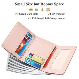 Bakurok Small Wallet for Women Cute Slim Trifold Wallet Floral Card Holder Mini Purse with ID Window