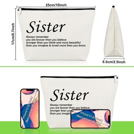 Sister Choice Makeup Bag Inspirational Gifts for Sister Best Friend Mothers Day Gifts Cosmetic Bags for Women Her Motivational Present Christmas Birthday Presents Friendship Travel Cosmetic Pouch