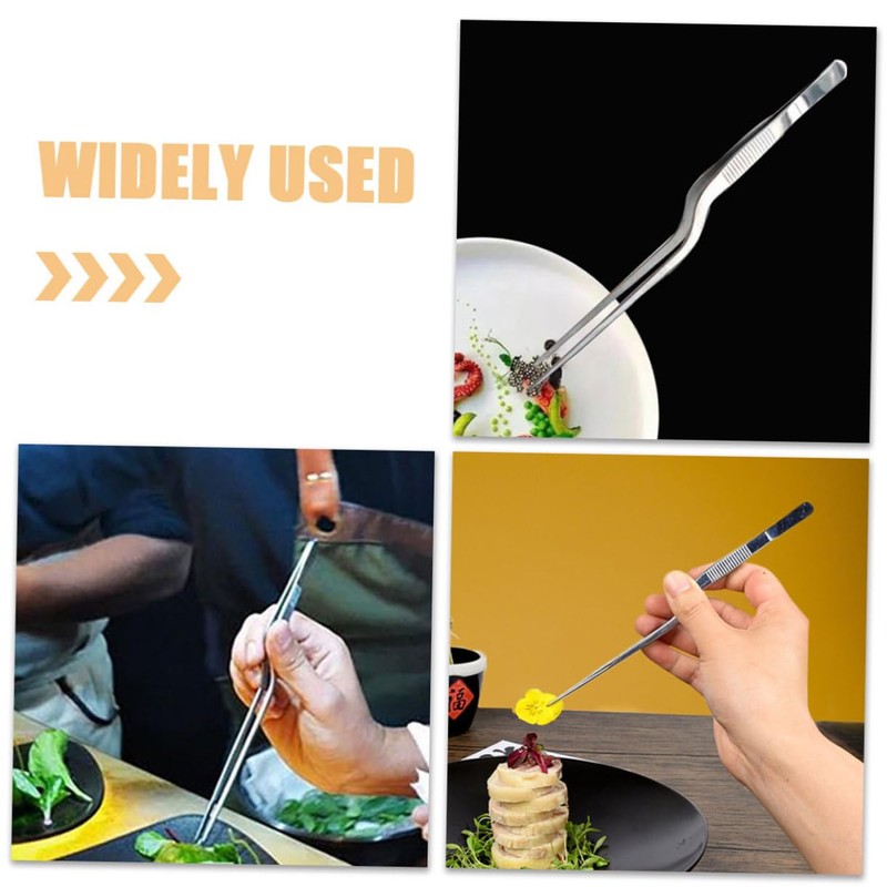 Ipetboom 2pcs Stainless Steel Kitchen Tweezers Precision Cooking Tongs for