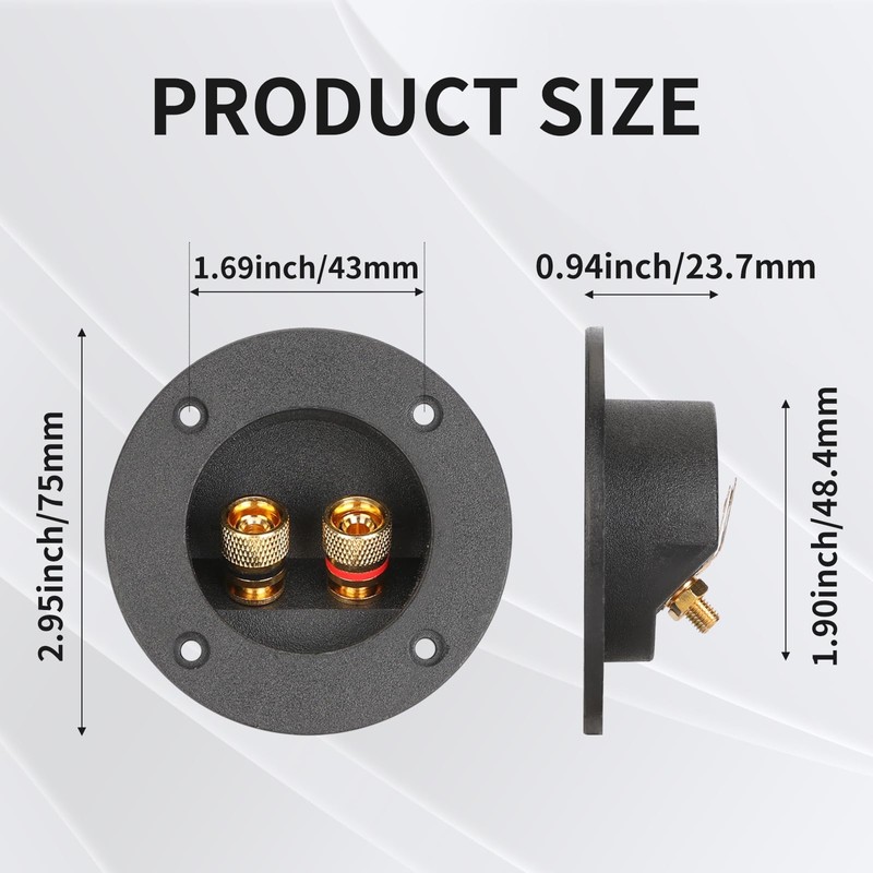 XGGYA 3 Inch Round Screw-Type Speaker Terminals,2-Way Speaker Terminal Cup