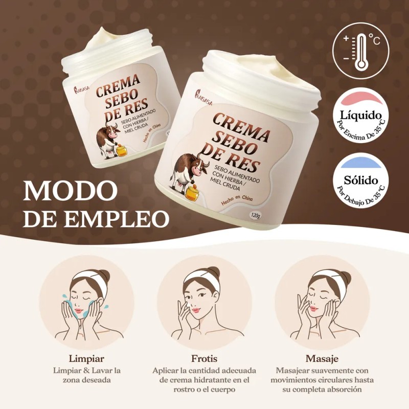 Kaisasa Crema De Sebo De Res Miel Cuidado Corporal 120g