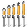 SUNJOYCO 5PCS Pattern Flush Trim Router Bits, 1/4" Shank Top