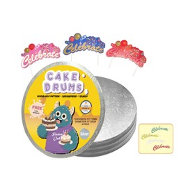 GoldenBakeryFamily 12 Inch Round Silver Cake Drums (4-Pack), 1/2 Inch Thick, Greaseproof, Sturdy, Multi-Layered, Modern, Geometric Pattern, Perfect for Wedding & Birthday Cakes by GoldenBakeryFamily