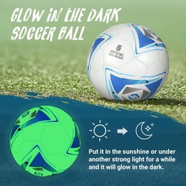 Saretas - Balones de fútbol que brillan en la oscuridad, tamaño 5, pelota de fútbol para adolescentes, jóvenes y adultos, juego en interiores y exteriores, pelota de entrenamiento con luz fluorescente