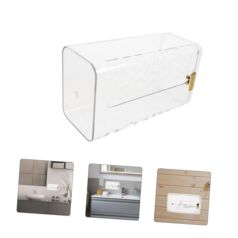 Ciieeo Bathroom Tissue Box Wall-Mounted Storage Holder Tissue Dispenser for