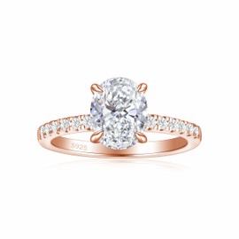 JALOKIVI 1.5CT 925 Sterling Silver Engagement Rings for Women Oval Cut Solitaire Cubic Zirconia Wedding Promise Rings for Her Size 4.5