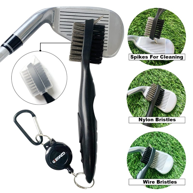 Geeorzo Golf Accessories, Retractable Golf Club Brush, Foldable Golf Divot