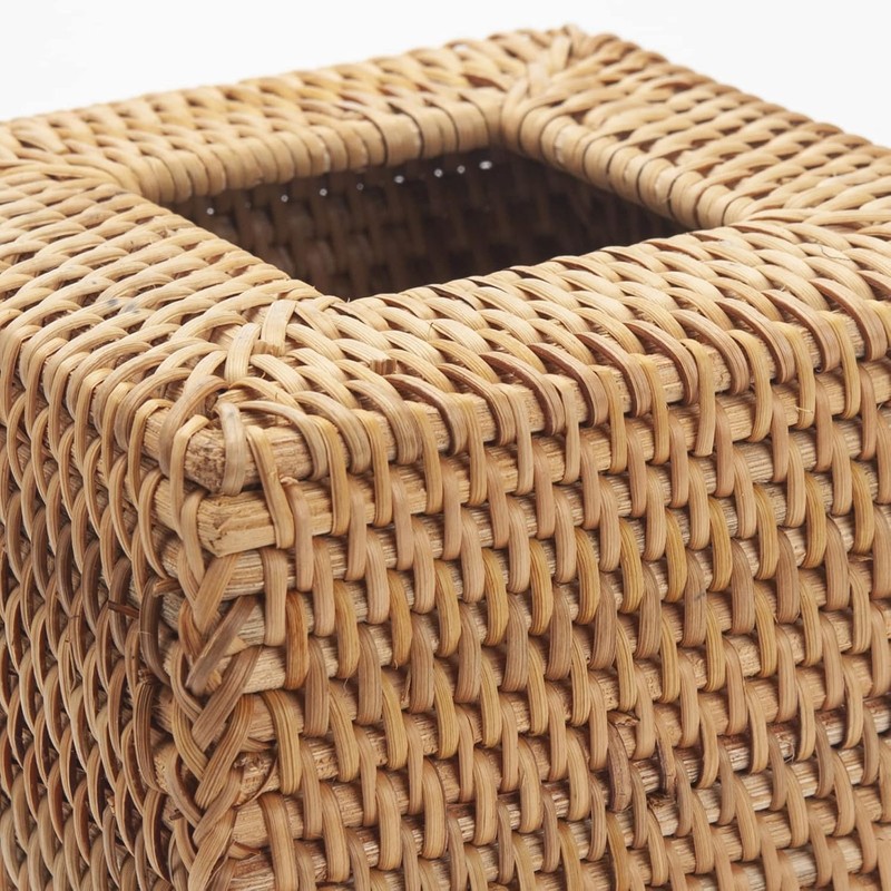 2 Pack Rattan Tissue Box Cover Square, Wicker Tissue Box