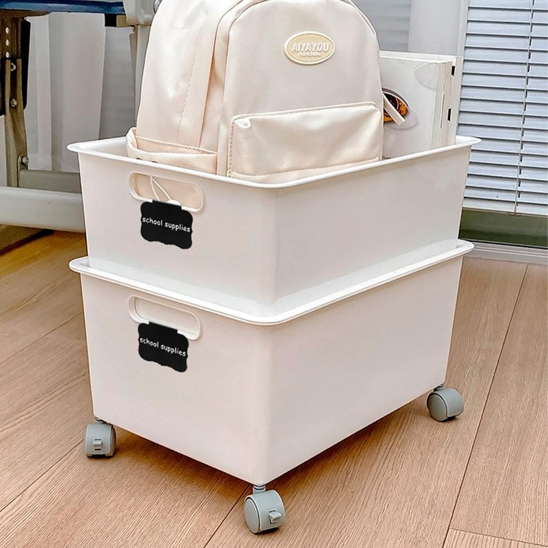 Labels for Storage Boxes,Basket Labels,Chalkboard Labels,12 Black Labels with 2