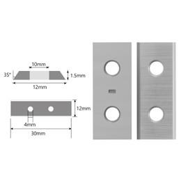 Reversible Plates Reversible Blade Interchangeable Carbide Reversible Blade 1.5 mm Thickness, 2 Cutting Edges, Pack of 10 Replacement Blades 30 x 12 x 1.5 mm, for Reversible Plates Flush Cutter